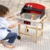 Wooden BBQ Grill Set with Accessories