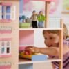 Wooden Dollhouse with Turntable and 35-Piece Furniture Set - Image 6