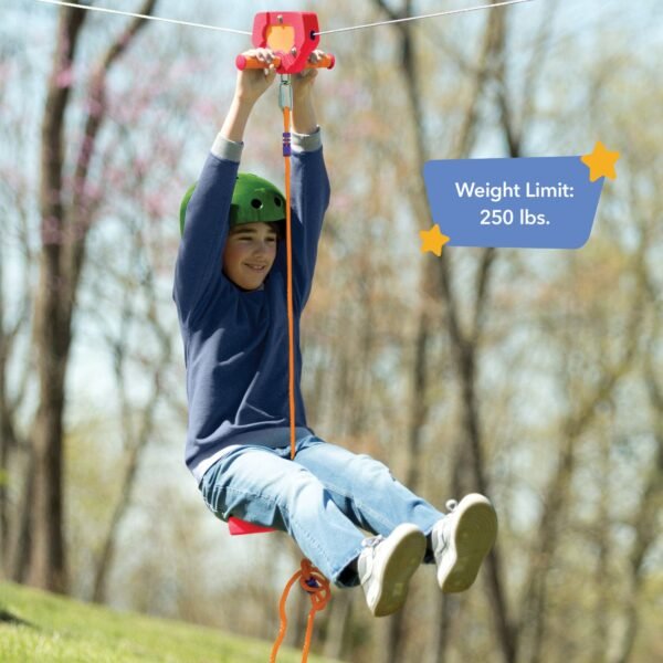 80-Foot Red Galvanized Steel Backyard Zipline Kit - Image 4
