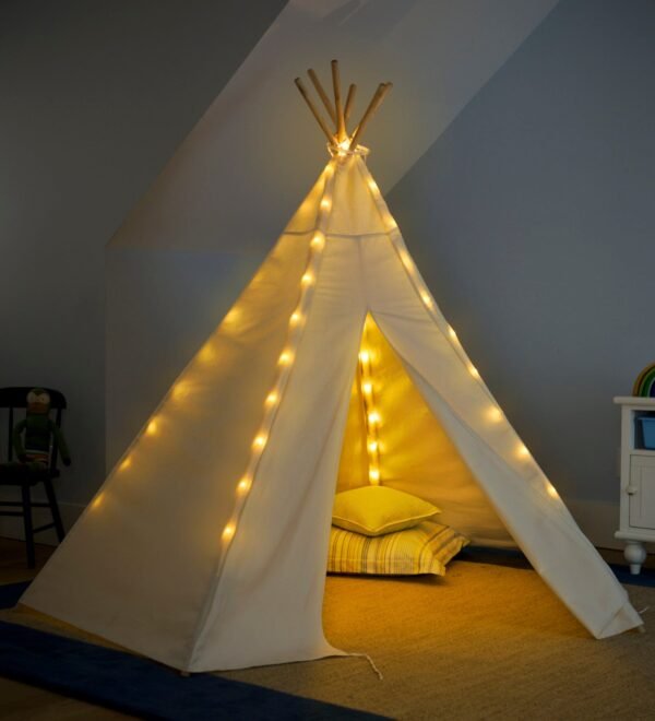 7-Foot Cotton Canvas Indoor and Outdoor Tent with Lights - Image 6