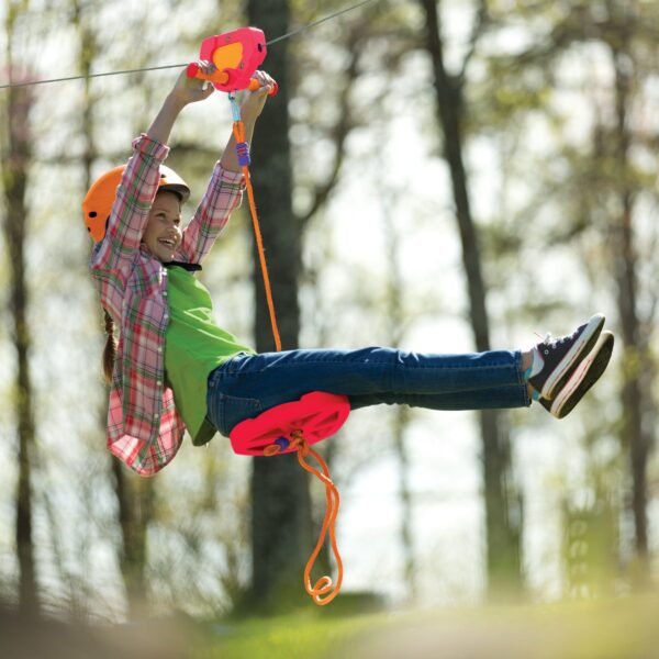 80-Foot Red Galvanized Steel Backyard Zipline Kit - Image 2
