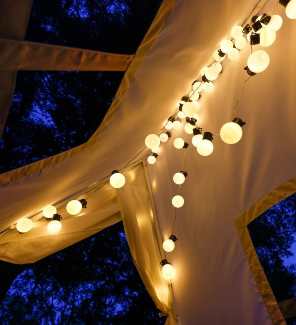 7-Foot A-Frame Tent with Sturdy Metal Poles & LED String Lights Set - Image 5