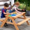 Wooden 2-in-1 Picnic Table Sensory Play Station