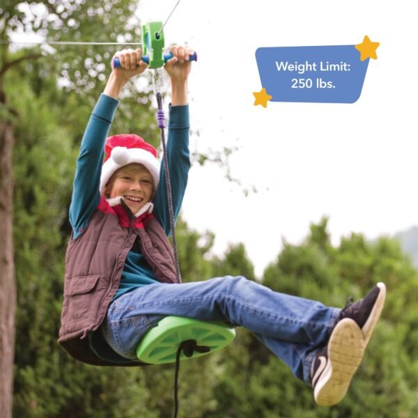 100-Foot Green Galvanized Steel Backyard Zipline Kit - Image 4