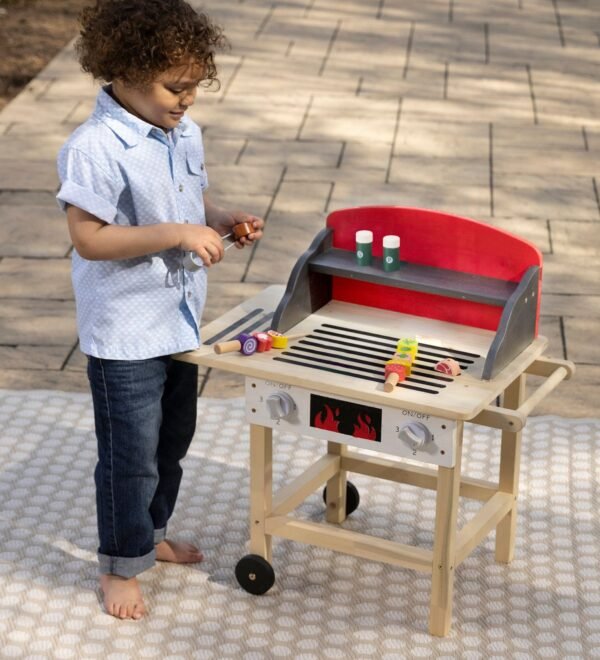 Wooden BBQ Grill Set with Accessories - Image 2