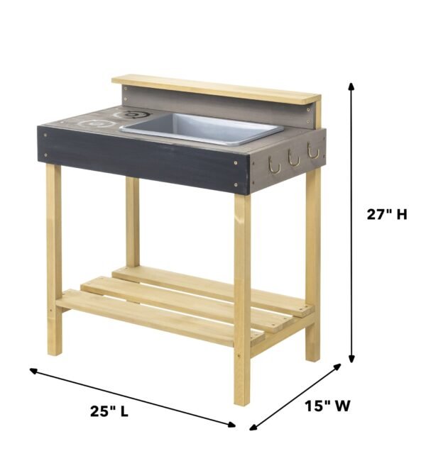 Wooden Mud Play Kitchen and Imagination Station with Metal Accessories - Image 4