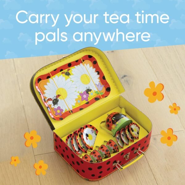 15-Piece Ladybug-Themed Tin Tea Set - Image 8