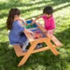 Wooden 2-in-1 Picnic Table Sensory Play Station - Image 2