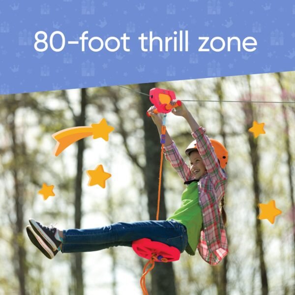 80-Foot Red Galvanized Steel Backyard Zipline Kit - Image 3